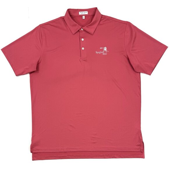 Peter Millar Mens Polo Shirt Sz XL Summer Comfort Spyglass Hill Golf Course Red - Picture 2 of 10